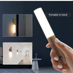 Resim Modern Sensörlü Usb Şarjlı Mıknatıslı Taşınabilir Duvar Aplik Ahşap 