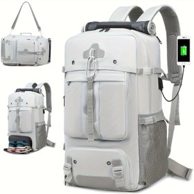Resim 50L Yüksek Kapasiteli Yürüyüş Sırt Çantası - Ayakkabı Bölümü, Dayanıklı Polyester, USB Güçlü, Ayarlanabilir Askılar - Dış Mekan Kampı, Okula Dönüş Sezonu, Seyahat Sırt Çantası için İdeal 