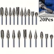 Resim 20/30 Adet Tungsten Karbür Döner Freze Ucu Seti, Ahşap İşleme, Delme, Metal Oyma ve Parlatma için Çift Kesimli Karbür Matkap Uçları 