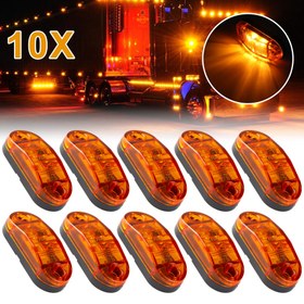 Resim Kamyonlar, Karavanlar ve Römorklar için 10 adet LED İşaretleyici Işıklar - Amber Ön & Yan Gösterge Işıkları, 12-24V Uyumlu 