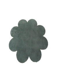 Resim Balat Halı Koyu Gri Dekoratif Peluş Yumuşak Papatya Desen Halı Gri 