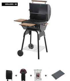 Resim Grillord 50 Kömürlü Barbekü 1 Adet Döküm Izgaralı + Hediye Seti Siyah 