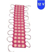 Resim 12 Volt 3 Watt 3 Lensli Pembe 3030 Smd Led Modül Ip65 10 Adet Modül 
