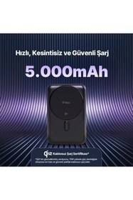 Resim Ttec 2BB226S Recharger Pro M 5.000 mAh Qi2/Magsafe Özellikli 15W Apple Uyumlu iPhone/Android Stantlı Kablosuz Powerbank 