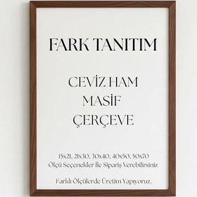 Resim Fark Tanıtım Premium Masif Çam Çerçeve - 3mm MDF Arkalık - 500 Mikron Kırılmaz Şeffaf PVC Ön Koruma - Şık ve Dayanıklı Duvar Ahşap Çerçevesi (Ceviz, 33cm x 48cm) 