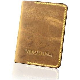 Resim Hakiki Deri Sarı Ruhsat Kabı - İsme Özel 