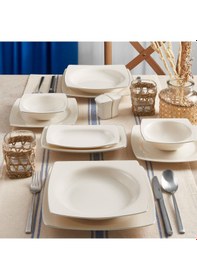 Resim G&38uumlral Caroline 54 Parça 12 Kişilik Kare Yemek Takımı Gümüş Yaldız 220 Diğer 