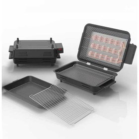 Resim DigitHome Elektrikli Izgara Çift Telli Emaye Gövde ve Siyah Tepsili Mangal Barbekü C1-1-294 