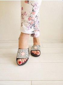 Resim Kadın Simli Parlak Günlük Plaj Ev Dışarı Terliği Gümüş-yıldız Gümüş 