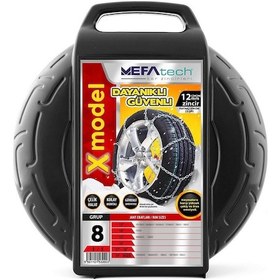 Resim Mefatech X Model Oto Araba Anti Patinaj Takmatik Kar Zinciri 12mm No:8 120 / 12 MM 