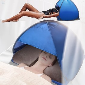 Resim Taşınabilir Plaj Güneşlik Tente, - Yurt Odaları ve Yatak Odaları için Kompakt Baş Yastığı Uyku Çadırı, Rüzgar Geçirmez ve UV Koruma, Akıllı Telefon Uyumlu Kolay Kurulum, Mavi ve Siyah, Yurt Odası Gereksinimleri | Çok Yönlü Başlık | Asetat Malzeme, Plaj Aksesuarı 