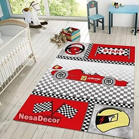 Resim Yarış Arabası Desenli Halı Erkek Çocuk Odası Halısı Modern Araba Halısı Dijital Baskı Oda Halısı (150 x 230 cm) 