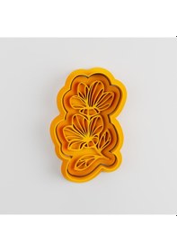 Resim Mizaku Çiçek Şeklinde Kurabiye Kalıbı Ve Kesicileri 4'lü Set Sarı 