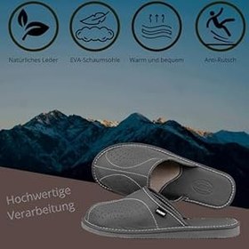 Resim TYLBUT Erkek ev terliği, deri terlik, rahat, hafif terlik, hafızalı tabanlı 