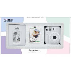 Resim Fujifilm Instax mini 12 Beyaz Fotoğraf Makinesi 10'lu Film ve PVC Albüm Bundle Box 