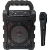 Resim Auris Bluetooth Hoparlör Karaoke Mikrofonlu Fm Radyo Renkli Led Işık Usb-hafıza Kart Kablosuz Hoparlör 