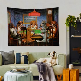 Resim Dogs Playing Poker Duvar Örtüsü - 100 cm x 135 cm 