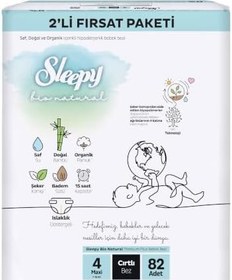 Resim Sleepy Bio Natural 2'li Fırsat Paketi Bebek Bezi 4 Numara Maxi 82 Adet Cırtlı Bez 