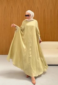 Resim Taş Detaylı içlik Elbise Panço Abaya Yeşil - 40 / Yeşil 