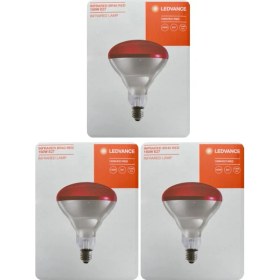 Resim (3 Adet) Osram Ledvance 150W (Kırmızı Işık) Infrared Isıtıcılı Lamba E27 Duylu (Kalın Duy) 