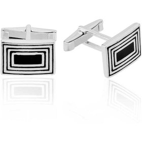 Resim Inure Jewelry Gümüş Çizgili Kol Düğmesi 