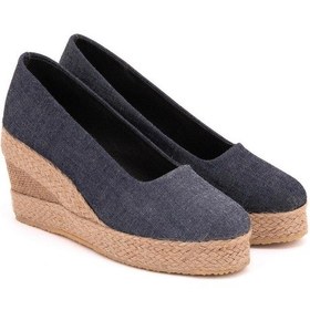 Resim Kot Mavi Kot Mavisi Platformlu Keten Dolgu Topuk Pl1000-1022 