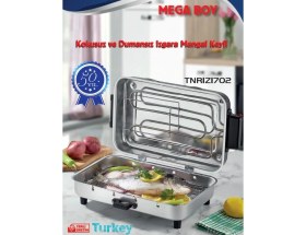 Resim Taner Mega Boy Elektrikli Izgara Mangal Barbekü 1100W Kokusuz Gri 40X11X25 cm Tüp Rezistanslı 