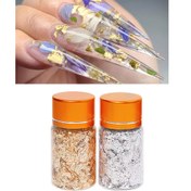 Resim 2 adet Yaprak Şeklinde Altın ve Gümüş Varak Pulları, Alüminyum Metalik Levha, DIY Tırnak Sanatı, Reçine El Sanatları ve Dekoratif Projeler için 
