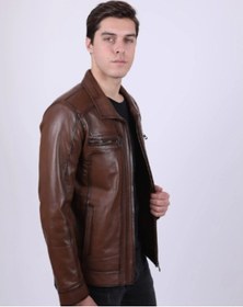 Resim New Zaya Leather Erkek Hakiki Deri Mont (554253050) Kahverengi 