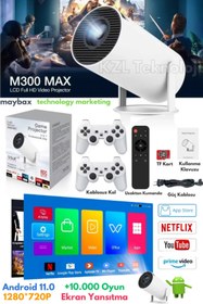 Resim Maybax Taşınabilir Sinema Projeksiyon 720P BT5.0 Wİ-Fİ6 Ekran Yansıtma 10.000 Oyun Kablosuz 2 Joystick 