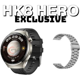 Resim Han-S Bilişim HK8 Hero Kavisli Ekranlı Akıllı Saat 46mm 2024 Model Gümüş Kasa Çelik Kordonlu 