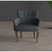 Resim İdeal home Kollu tekli berjer balkon cafe bahçe mobilyası krem kumaş ceviz ayak 