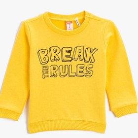 Resim Erkek Bebek Yazı Baskılı Bisiklet Yaka Sweatshirt Pamuklu 