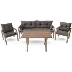 Resim Tu Tienda 3+1+1 Masa Dekoratif Bahçe,balkon Mobilyası Koyu Gri 