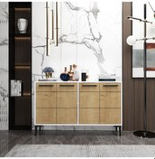 Resim Zerkaconcept Marden Konsol Tv Sehpası Tv Ünitesi Beyaz Meşe 