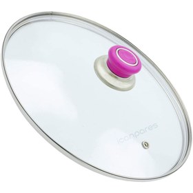 Resim icanPARES Tencere Tava Cam Kapak 18 Cm Ve Fuşya Tutma Tepe 