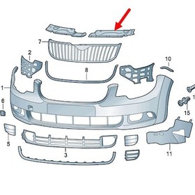 Resim Skoda Superb 2009-2013 Ön Panjur Panel Sol Üst Kapağı 3T0807081 