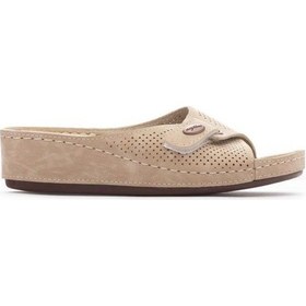 Resim Roy Jones Kadın Ortopedik Konfor Modeli Günlük Yumuşak Anatomik Tabanlı Terlik Bej 