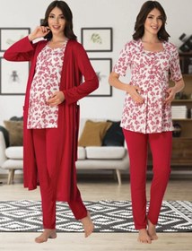 Resim Genel Markalar Kadın Fuşya Lohusa Hamile Pijama Takım Sabahlık 8014 