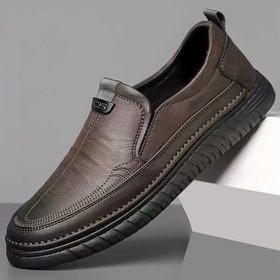 Resim Erkek Kaydırmalı Loaferlar - Rahat Kaymaz Kauçuk Taban, Dayanıklı Günlük Ayakkabılar, Kahverengi, Yuvarlak Burun, İlkbahar/Yaz Giyimi, Günlük & Boş Zaman Stili, Ofis Kaydırmaları | Şık Günlük Stil | Dayanıklı Kauçuk Taban, Rahat Ayakkabılar 