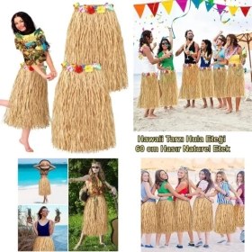 Resim Hawaii Tarzı Hula Eteği – 60 cm Hasır Natural Etek 