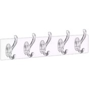 Resim Şeffaf Askı Süper Güçlü Yapışkanlı Suya Dayanıklı Şeffaf Askı 5 Adet Asma Kancalı Kapı Duvar Askısı Mutfak Askısı Banyo Askısı Kendinden Yapışkanlı Askı, Vidasız Dübelsiz Askı Seti 