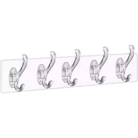 Resim Şeffaf Askı Süper Güçlü Yapışkanlı Suya Dayanıklı Şeffaf Askı 5 Adet Asma Kancalı Kapı Duvar Askısı Mutfak Askısı Banyo Askısı Kendinden Yapışkanlı Askı, Vidasız Dübelsiz Askı Seti 