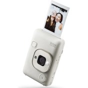 Resim Instax Mini Liplay Hybrid Misty White Fotoğraf Makinesi 20'li Film Albüm ve Deri Kılıf Hediye Seti 