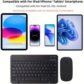 Resim 2 Adet Kablosuz Klavye ve Fare, iPad/Android/Xiaomi Tabletler İçin Uygun | Şarj Edilebilir Pil, Optik Takip 