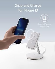 Resim Anker PowerWave MagGo 2in1 Stand Magsafe Uyumlu 5000 mAh Powerbank & Stand Beyaz – B25A7 (Anker Türkiye Garantili) 