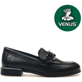 Resim Venüs Lepus Hakiki Deri Comfort Casual Oxford Ortopedik Kadın Ayakkabı Siyah 