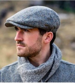 Resim Kışlık Kaşe Şapka Yün Düz Renk Spor London Kasket -gri Çizgili Gri 