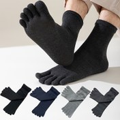 Resim 4'lü Paket Erkek Beş Parmak Çorap - Nefes Alabilen Düz Ayak Bileği Tasarımı, Yumuşak Esnek Kumaş, Günlük ve Spor Kullanım için Makinede Yıkanabilir (Siyah/Lacivert/Gri), Rahat Ayakkabı 