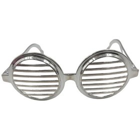 Resim Parti Gözlük Plastik Camsız Panjur Yuvarlak Şekilli Gümüş 14x6 Cm 